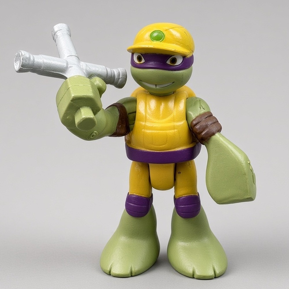 TMNT Half-Shell Heroes Donatello Figure Yellow Hat Wrench 2015 Playmates 96065